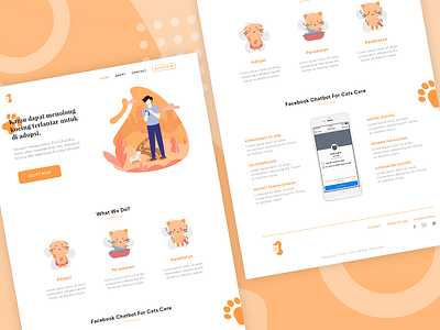 Cats Care adoption animal apps cat design homepage illustration landing page ui website