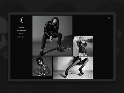 Main Page for YSL black black white clean concept design fashion grid homepage main menu minimalism photo promo site style ui web webdesign website ysl