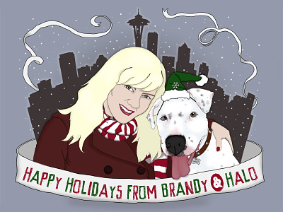 Holiday Card Portrait Illustration w/ Color!!!