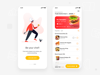 Food Delivery App - Daily UI clean ui cuisine delivery app designworkshop food food and drink food app food delivery app foodie foodies illustration mcdonald mobile recipe red restaurant app ui ui ux uidesign white