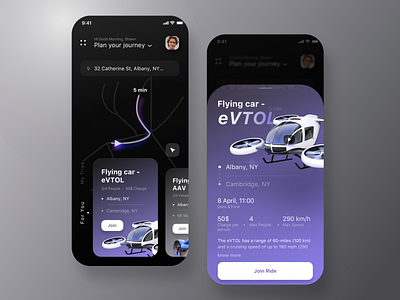 Air Taxi Ride Share App - Concept UI