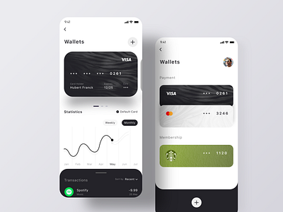 My Wallets - Payment UI account app banking cards cards design clean design designworkshop details finance interface minimal mobile overview payment transfer ui uiux wallet white