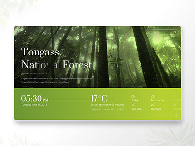 Inspirational UI - #1 Weather Widget clean design forest minimal rain temperature ui ui ux design weather weather app weather forecast web webdesign