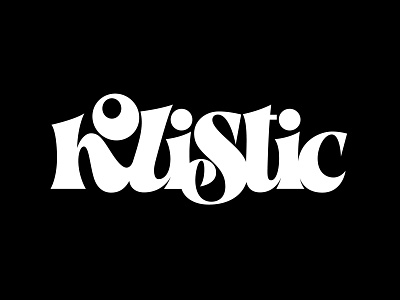 Holistic black and white cursive lettering logo minimal serif symbol thick stroke type vector