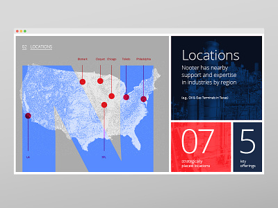 Construction Web // Locations blue construction design flat red site typography ui ux web