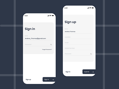 Sign in and Sign up app design login register sign in signup ui ux ui design ux design