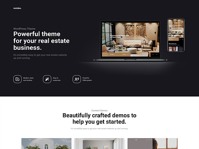 Resideo - Real Estate WordPress Theme agency agent apartments business crm estate homes house leads listing maps property real estate realtor responsive theme wordpress