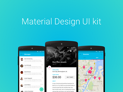 Material Design UI Kit android card events kit layout list locations material news photos ui