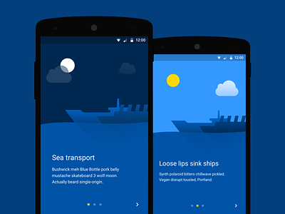 Onboarding screen illustrations blue illustration onboarding sea ship ships transport