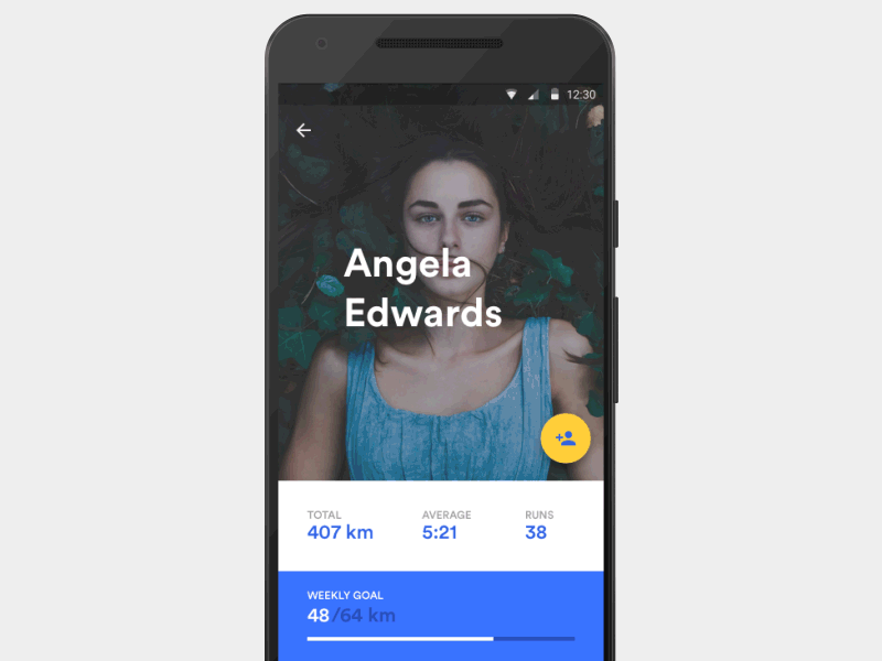 User profile #06 Daily UI android material profile running stats transition user