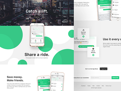 Ride sharing: Landing page app application car homepage landing page marketing ride ride sharing share website