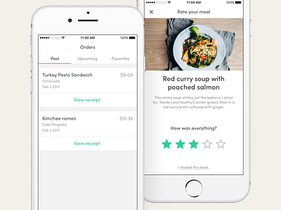 Food delivery & discovery - Order history and meal rating bien delivery discovery food meal onboarding rate rating restaurant stars