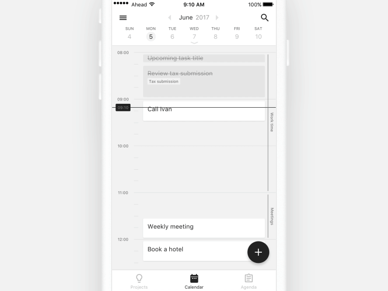 Ahead - Creating tasks in calendar