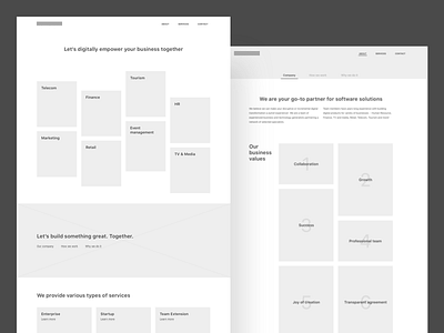 Website wireframes - Homepage & About