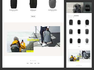 Incase - Backpacks page details backpack e-commerce incase products purchase shop web