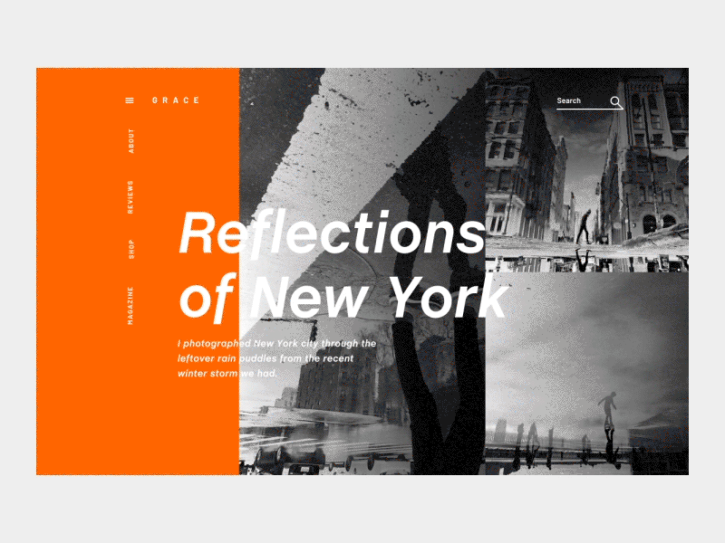 Reflections of New York animation article layout photography prototype transition typography