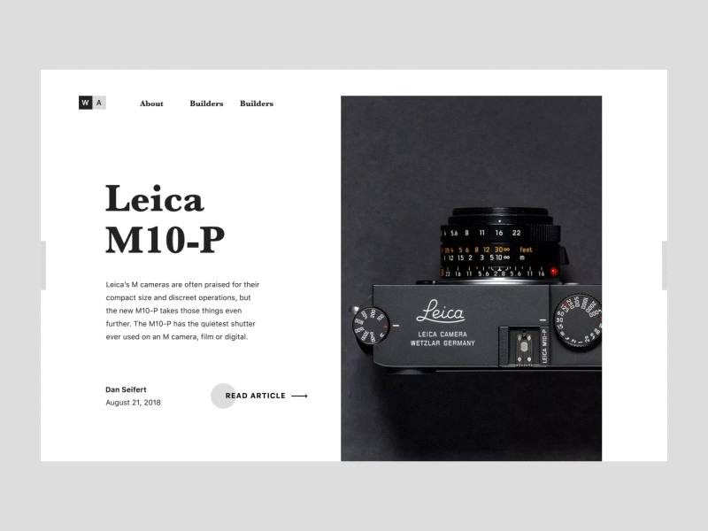 Leica M10-P article transition animation article baskerville camera leica photography prototype read transition web