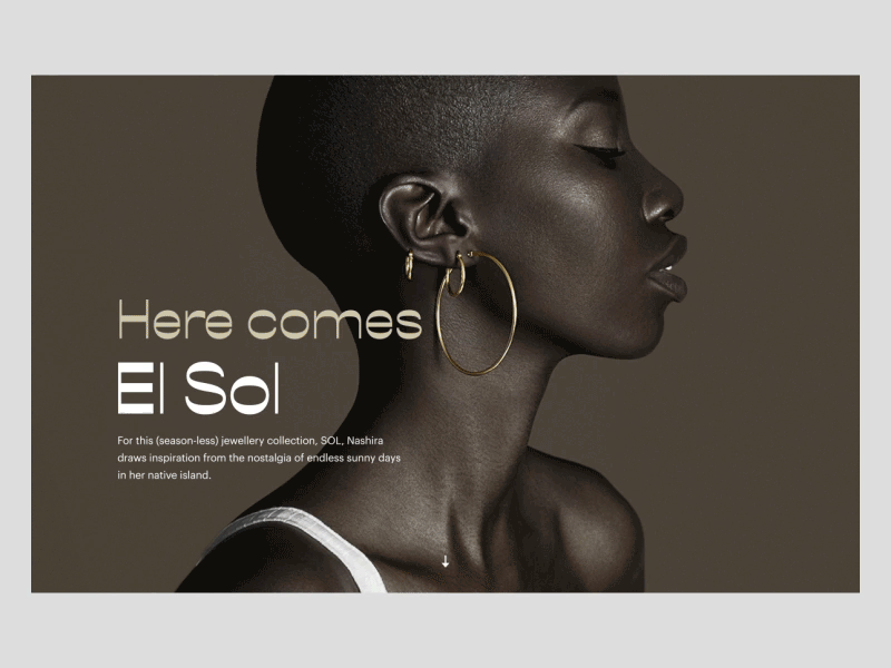 El Sol animation gold jewelery layout opposit product transition typography web