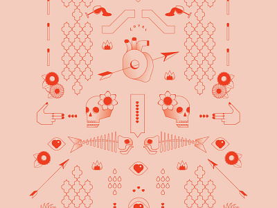 Lover (a closer look) design exhibition feelings graphic art heart break human illustration love pink print symmetry vibe