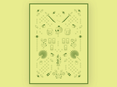 Liar design flat gradient graphic green human illustration map print skull symbol symmetry