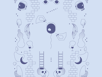 Dreamer (a closer look) blue design dream feelings flat gradient graphic human illustration print symmetry