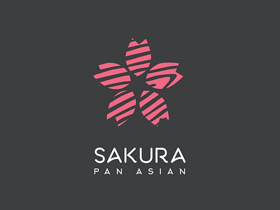 Sakura branding logo pan asian sakura sushi logo