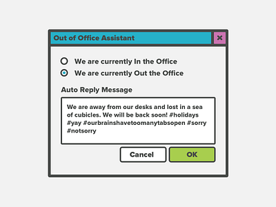 Out of Office Poster emailer holidays notice old school out of office poster