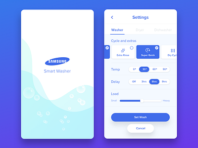 Washing machine settings 007 bubbles dailyui samsung settings user interface washing