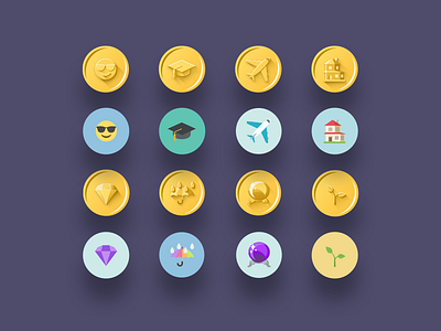 Gold emoji badges / medals badges education emoji gamification goals holiday icons investments medals principle savings ui