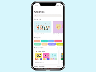 Featured Artists in Over app artists design app feautured follow graphics illustrations ios over app profile shelves tags ui user interface design