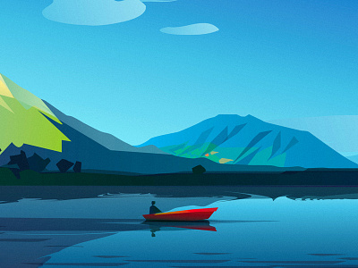 fisherman adobe art artwork boat coast design dribbble graphic illustration illustrator mood mountains painting sky vector