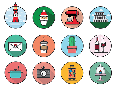 Icons / Flat Art - Random Items art artwork color creative digital art flat art icons illustration illustration art