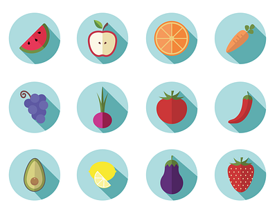 Fruit And Vegetables Flat Art adobe adobeillustrator art drawing graphic design illustration illustrator