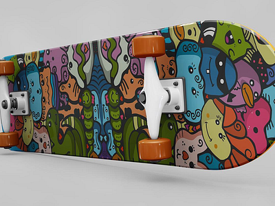 Skateboard deck design art creative design doodles illustration illustrator skateboard