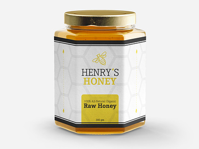 Henry's Honey - Jar Label branding design graphic design logo print