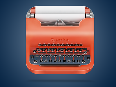 typewriter glossy icon orange red typewriter
