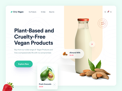 Vegan Ecommerce Website almond buy clean concept e commerce minimal online product design shopify shopping simple ui ux vegan website