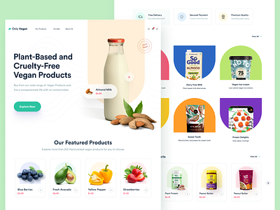 Vegan Ecommerce Site buy cart clean concept ecommerce minimal online plant based shopping simple ui vegan website