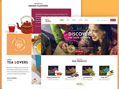 Tea Ecommerce cultural e commerce indian design product relax tea uxui visual webdesign website