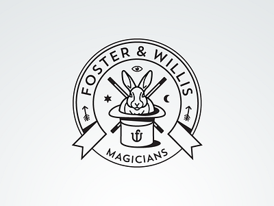 Foster & Willis Magicians - Fantasy Vintage Logo badge hat logo magic magicians rabbit stovepipe trick vintage