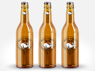 White Rabbit Pale Ale Vintage Logo Bottle Mockup ale bottle logo mockup pale rabbit vintage white