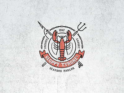 Sloppy Tyrone's Fantasy Logo badge fantasy harpune lobster logo parlor restaurant seafood sloppy trident tyrones vintage