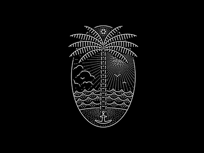 Oceanic (WIP) illustrator island lineart lines ocean palmtree water waves
