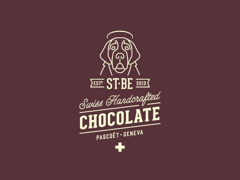 Chocolate Brand Logo Evolution badge chocolate dog handcrafted logo stbe swiss