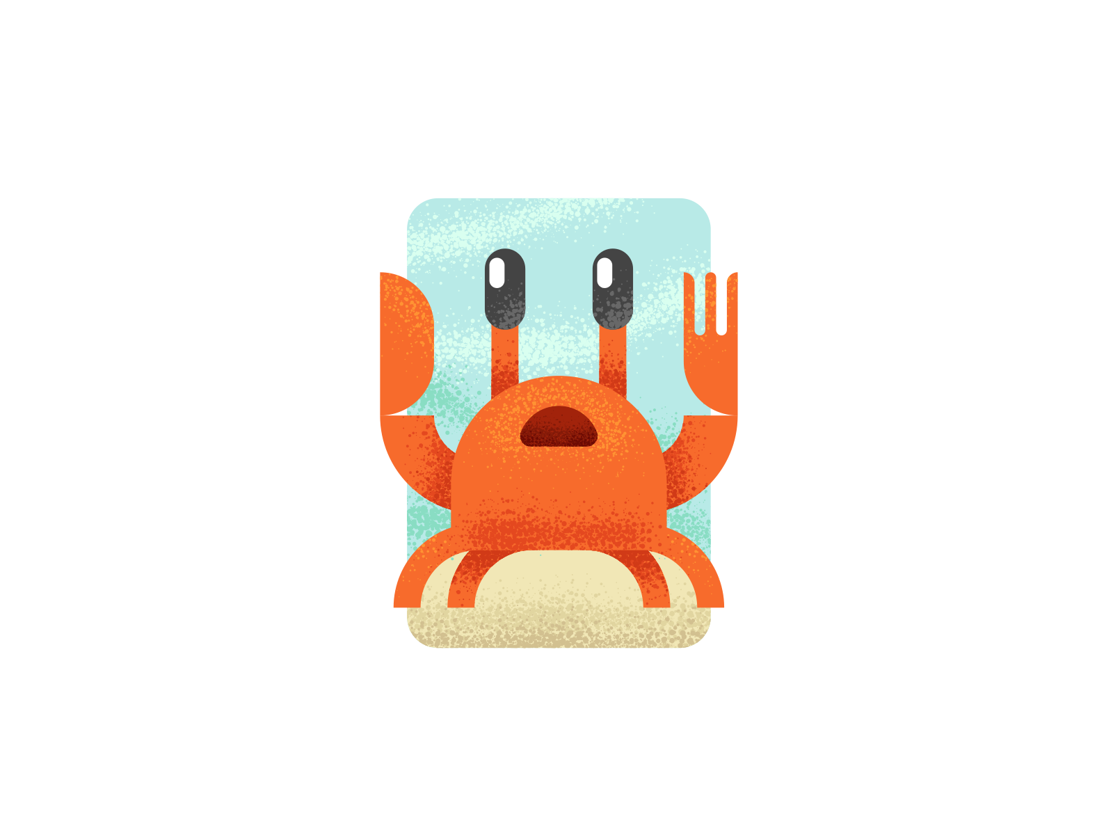 Knife and Fork Crab - As suggested by my son :-) crab cute cutlery fork illustrator kawaii knife ocean sea