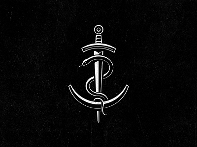 Sword & Anchor Experimental Logo anchor badge hipster logo snake sword