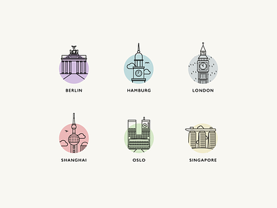 Rejected Minimalistic City Icons berlin city hamburg icons london minimal oslo shanghai singapore