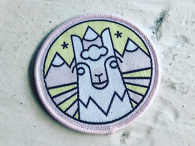 Llama Patch - Finished cute kawaii llama mountains patch patch design pink shop white yellow