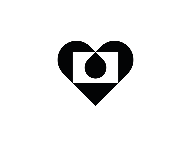 Simple Logo for a Photographer blackwhite camera heart iconic logo negativespace photographer