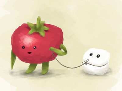 Tomato + Mozzarella character cute food kawaii wacom